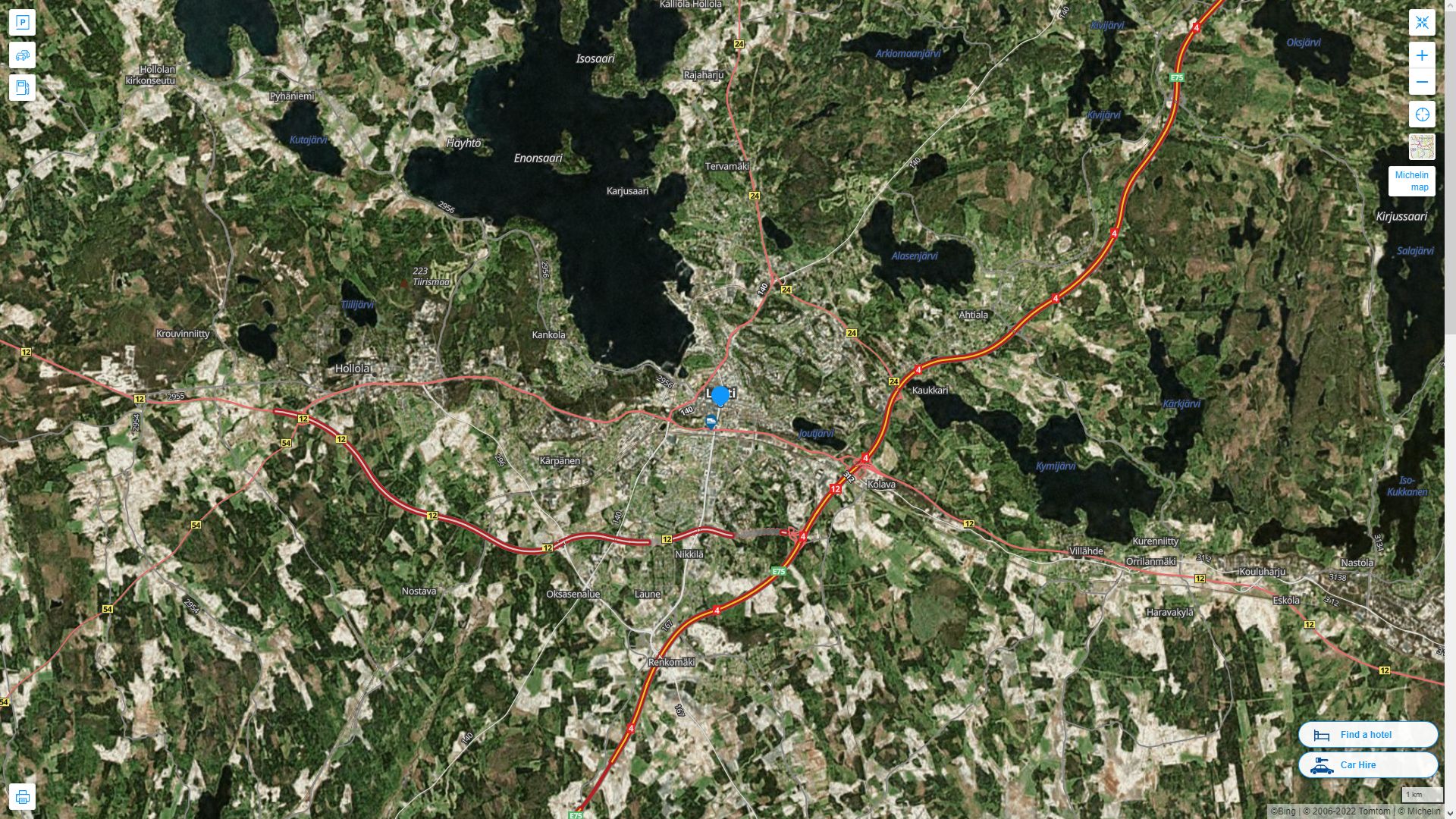 Lahti Highway and Road Map with Satellite View